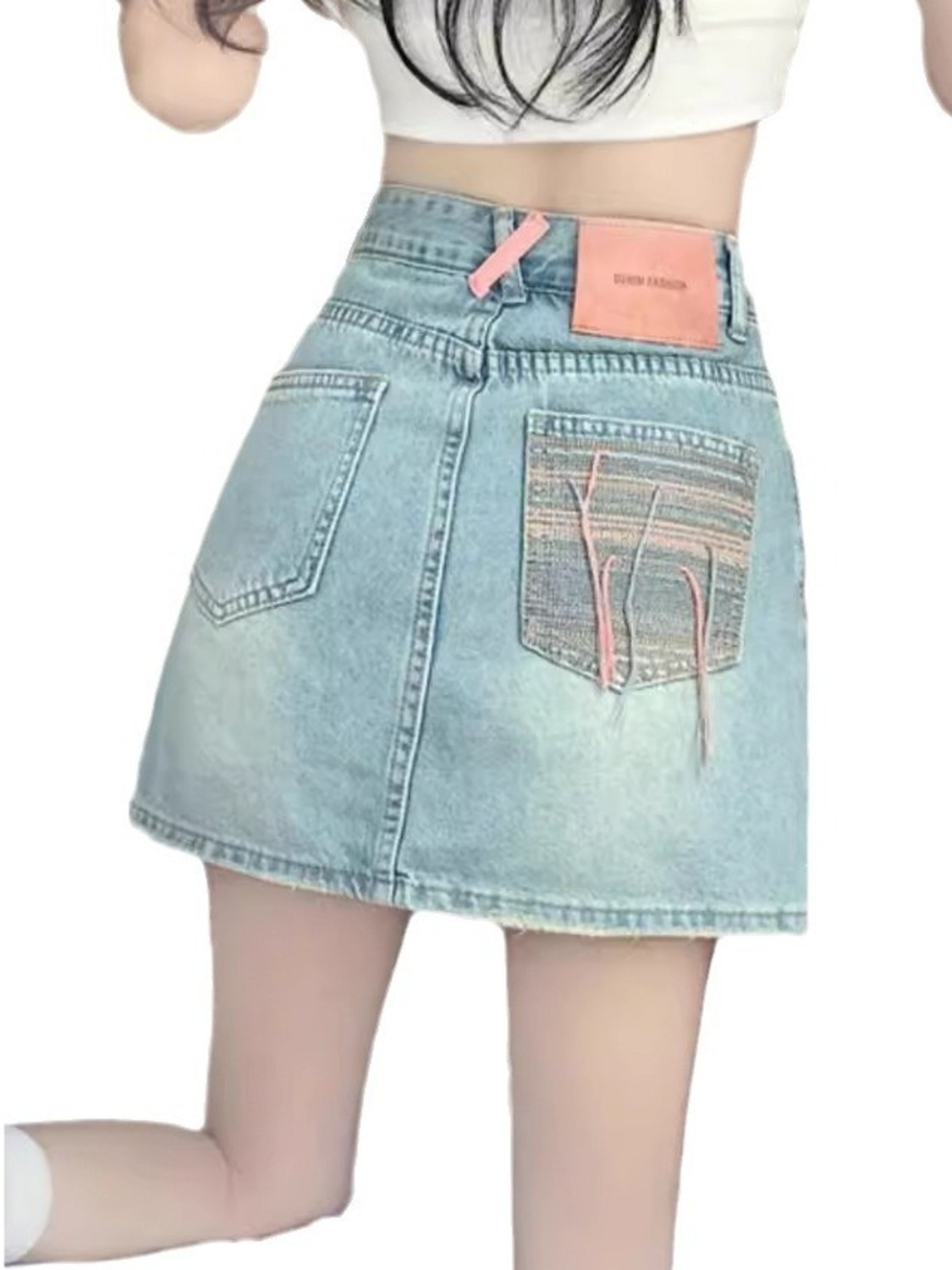 Denim Shorts Women - Rok Denim Vintage Wanita Model Skort