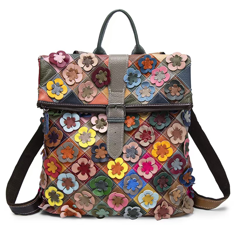 Women'S Fashion Backpack - Tas Ransel Kulit Asli Wanita Vintage,