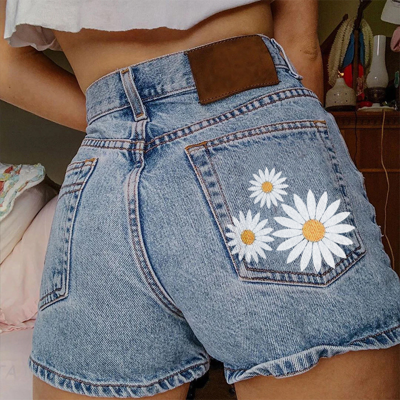 Denim Shorts Women - Celana Pendek Denim Bordir Multi Saku
