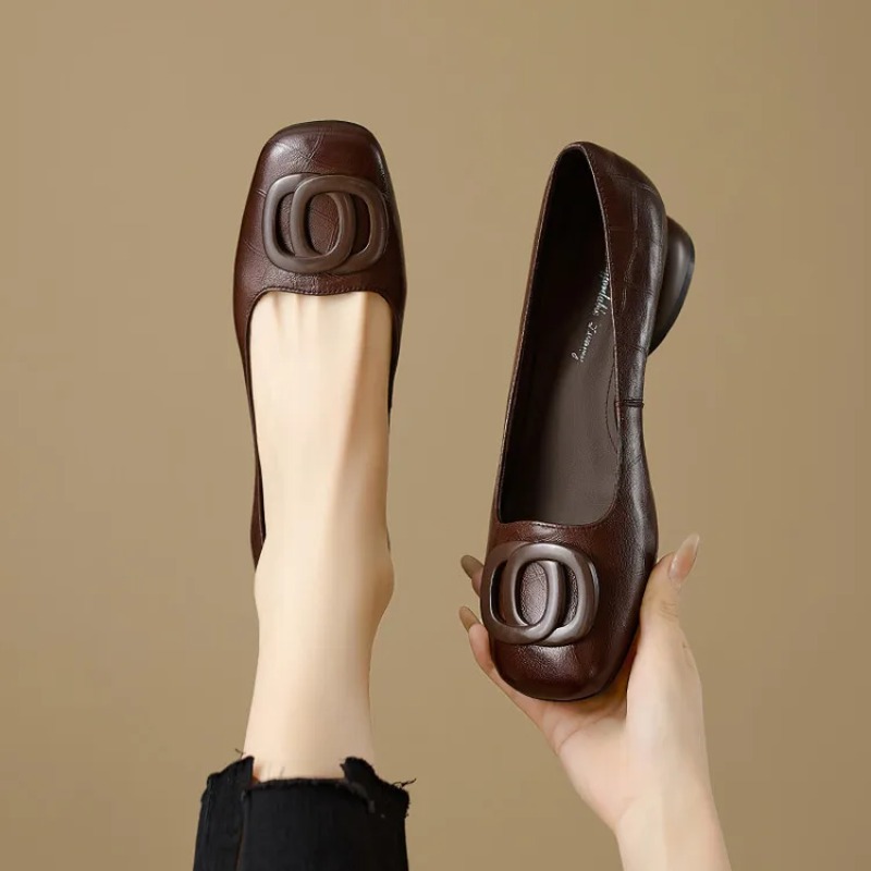 Women Fashion Heels - Sepatu Wanita Gaya Prancis, Sepatu Kulit