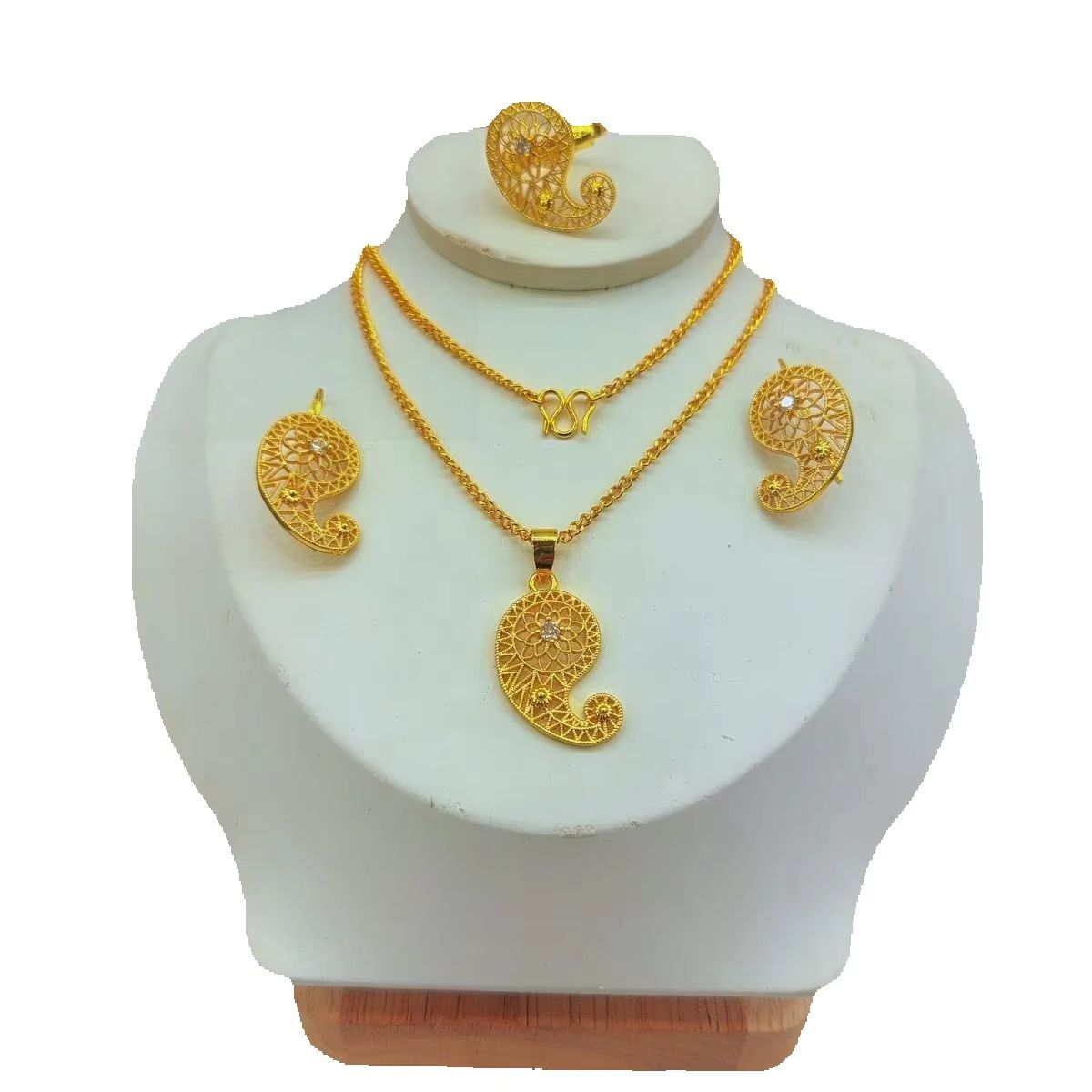 Women'S Fashion Rings Gold - Perhiasan Set Kalung Anting Cincin Berlapis