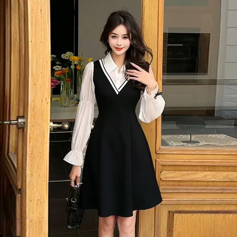 Women'S Fashion Petite - Gaun A-Line Musim Semi Model Kemeja