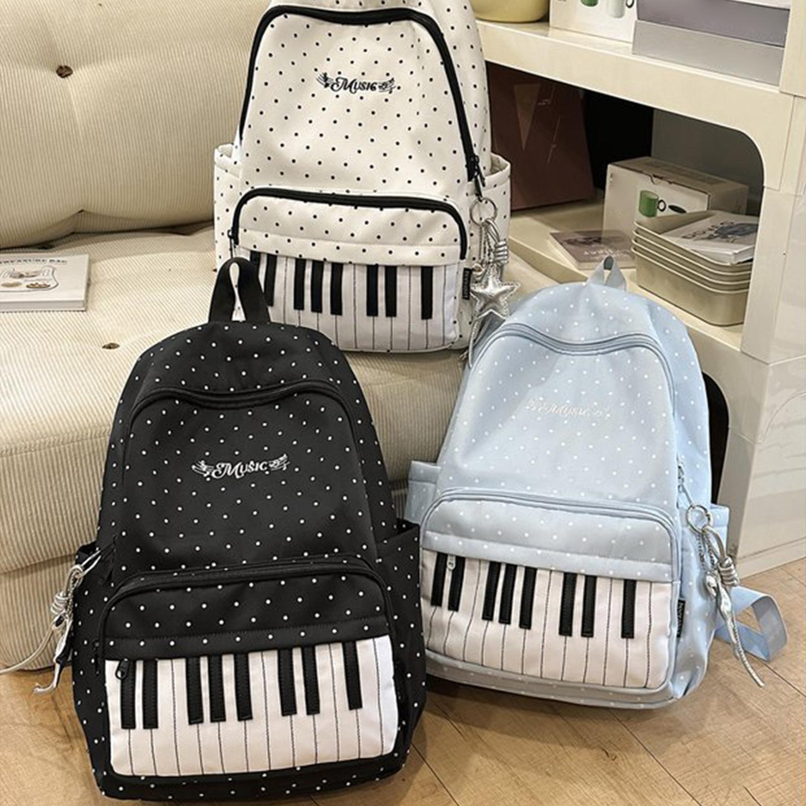Women'S Fashion Backpack - Tas Ransel Perjalanan Motif Piano Kapasitas