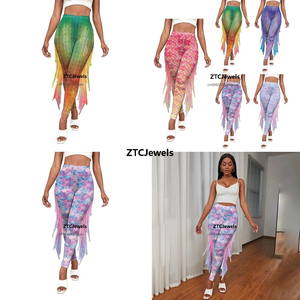 Legging Motif Sisik Duyung 3D  - Women'S Fashion Leggings ulasan dan harga