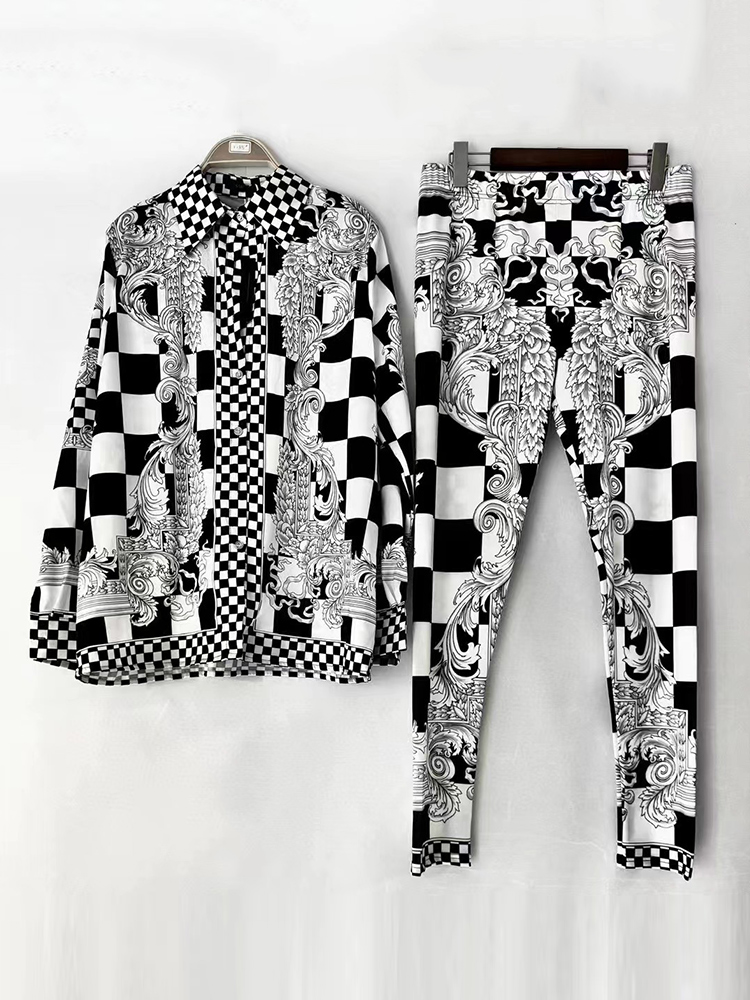 Set atasan longgar motif geome - Women'S Fashion Leggings ulasan dan harga
