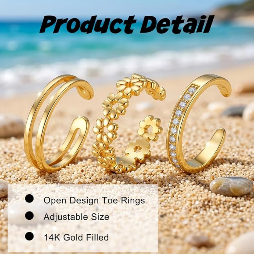 3Pcs Set Cincin Emas Terbuka y - Women'S Fashion Rings Gold ulasan dan harga