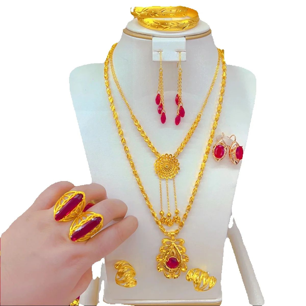 Perhiasan Set Kalung Anting Ci - Women'S Fashion Rings Gold ulasan dan harga