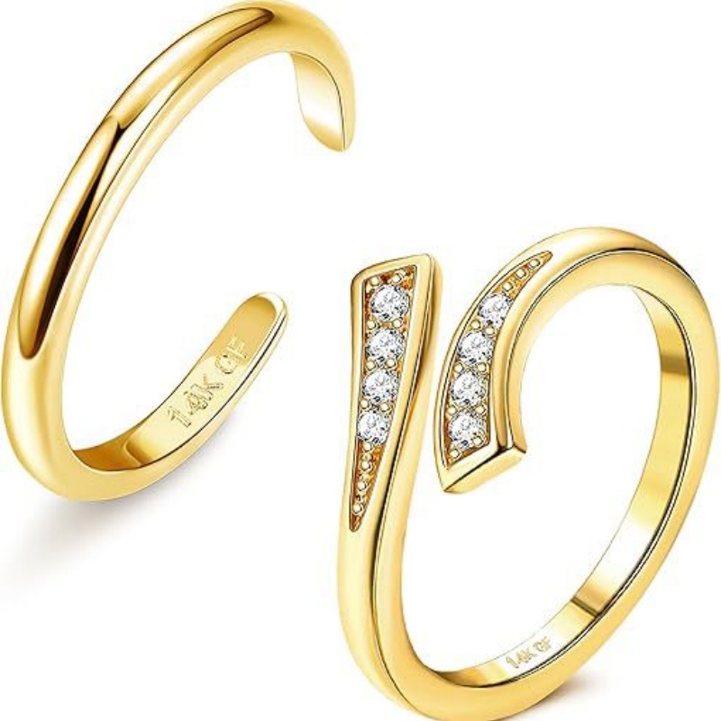 Set Dua Potong Cincin Kaki Zir - Women'S Fashion Rings Gold ulasan dan harga