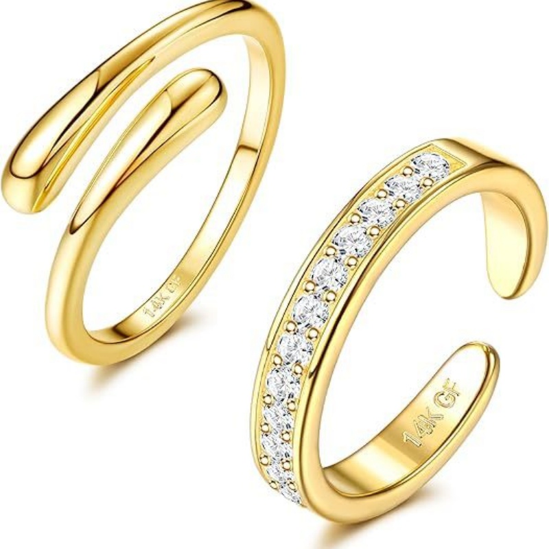 Set Dua Potong Cincin Kaki Zir - Women'S Fashion Rings Gold ulasan dan harga