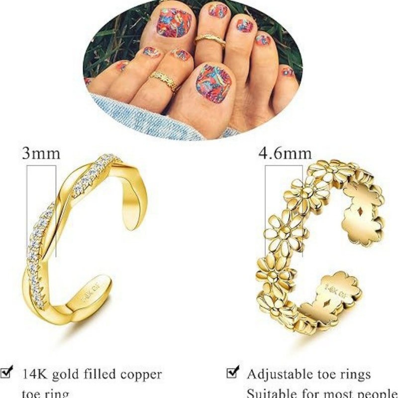 Set Dua Potong Cincin Kaki Zir - Women'S Fashion Rings Gold ulasan dan harga