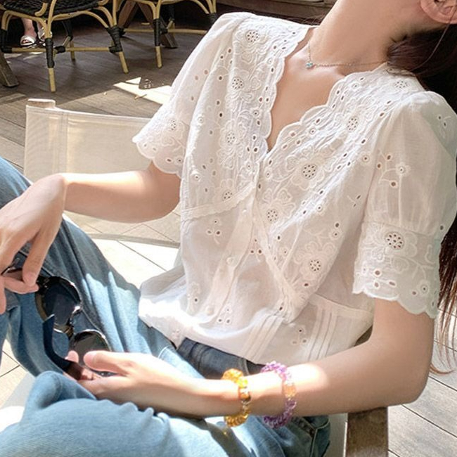 Blus Lengan Pendek Puff Kerah  - Women'S Fashion Petite ulasan dan harga