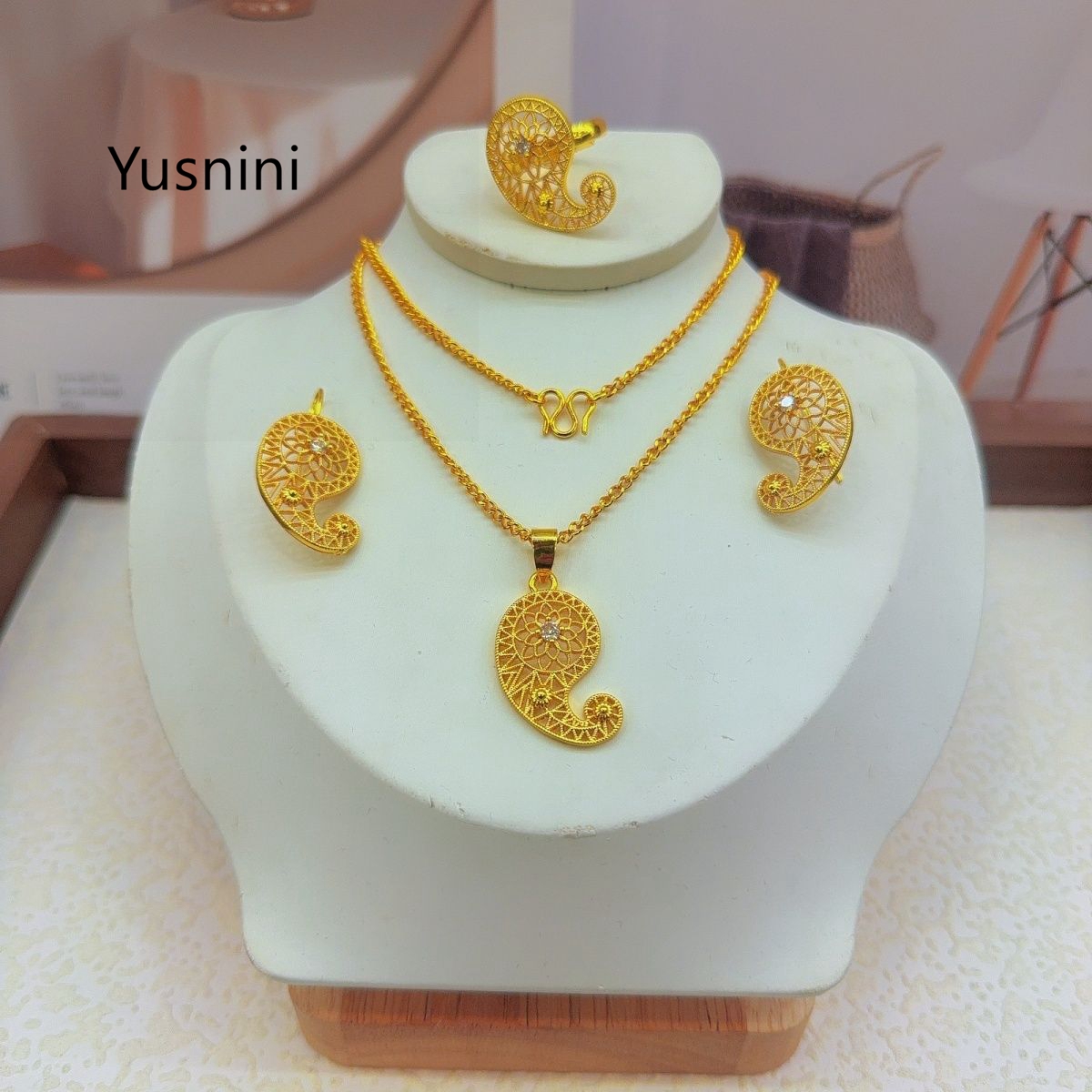 Perhiasan Set Kalung Anting Ci - Women'S Fashion Rings Gold ulasan dan harga