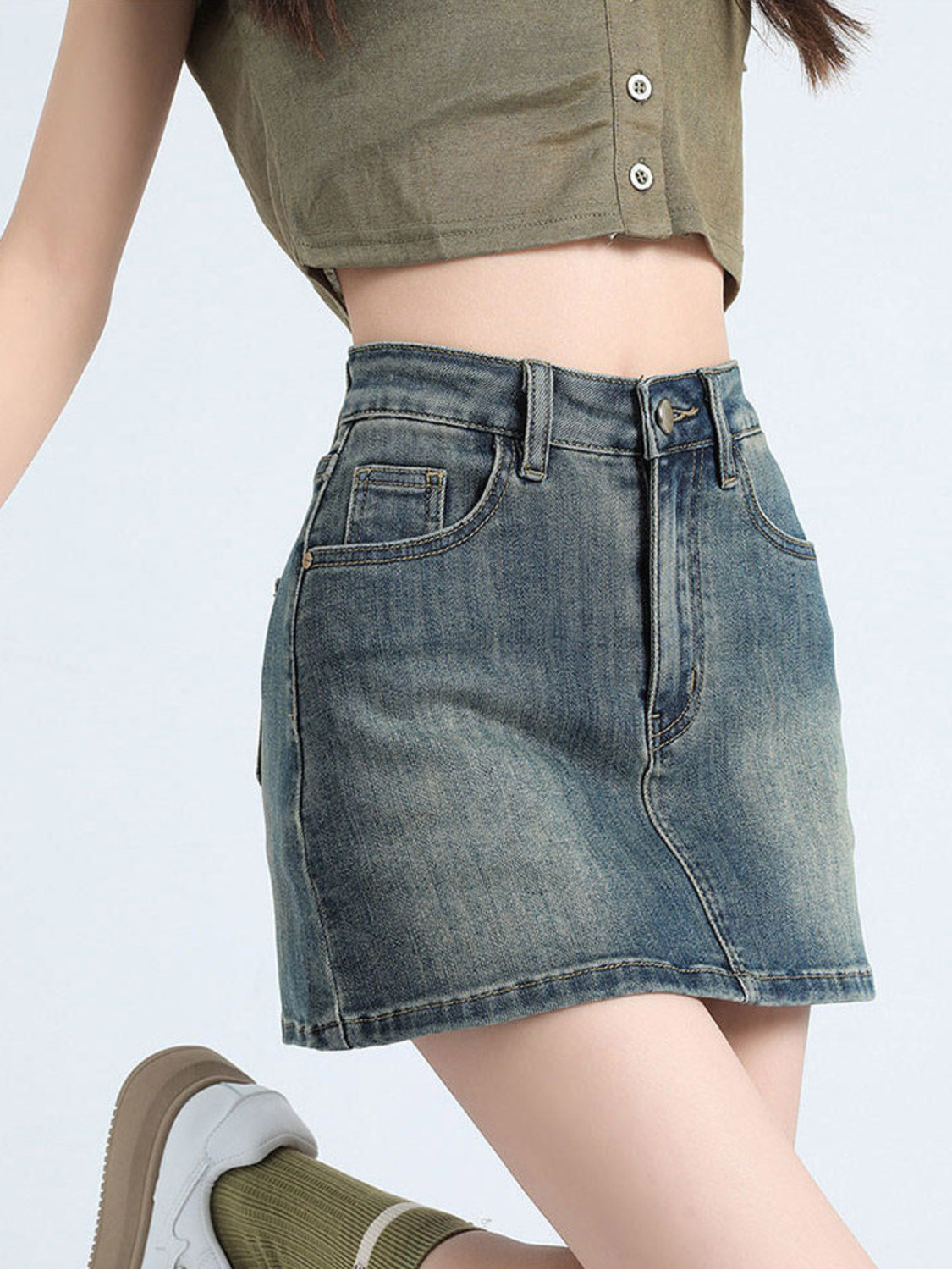 Rok Denim Vintage Wanita Model - Denim Shorts Women ulasan dan harga